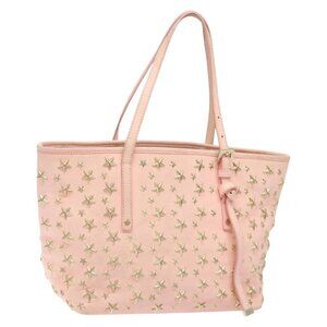 Jimmy Choo Studs Tote Bag Leather Pink Gold Auth BA5187